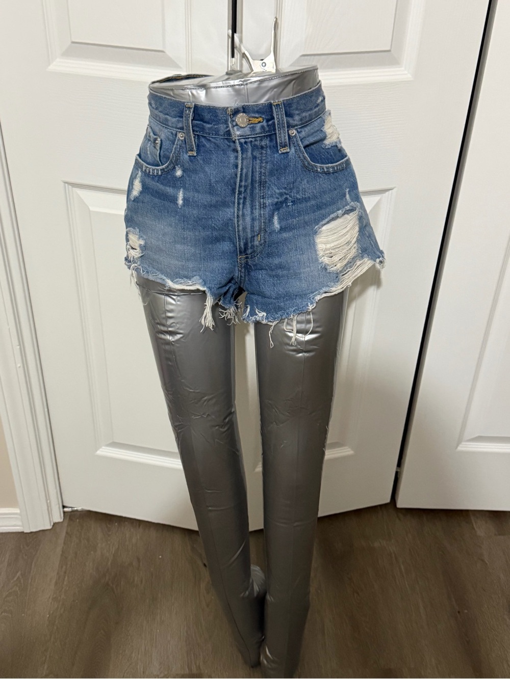 BDG Blue Distressed Jean Shorts Raw Hem 29in
